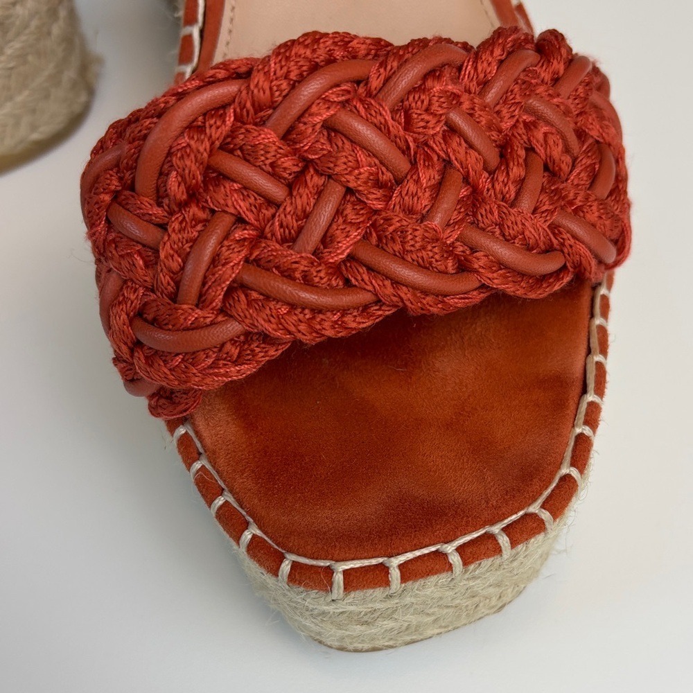 Veronica Beard‎ Size 39 (US 7.5-8) Rust Suede Braided Espadrille Wedge Sandals - Picture 3 of 9